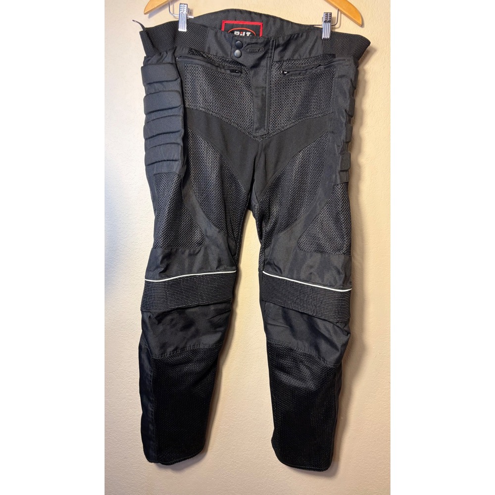 Bilt Mens Black Mesh Textile Motorcycle Riding Pants Padded Protection Armor 34